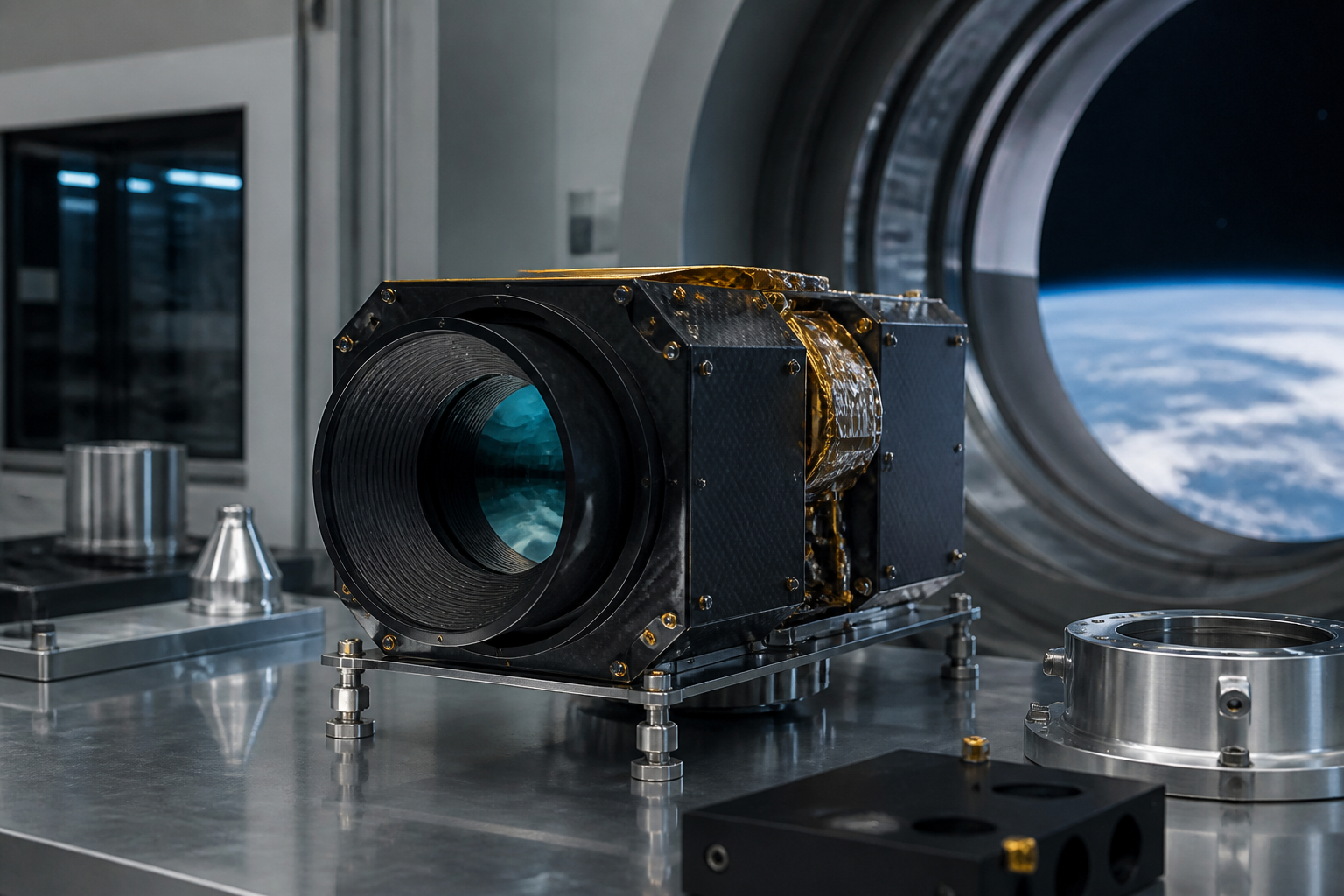 Precision optical instrument for a satellite in a space technology laboratory